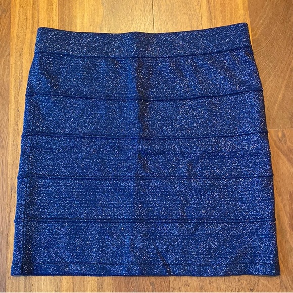 Y2K Dynamite Mini Metallic Thread Pencil Skirt in Navy, size small - Picture 1 of 8
